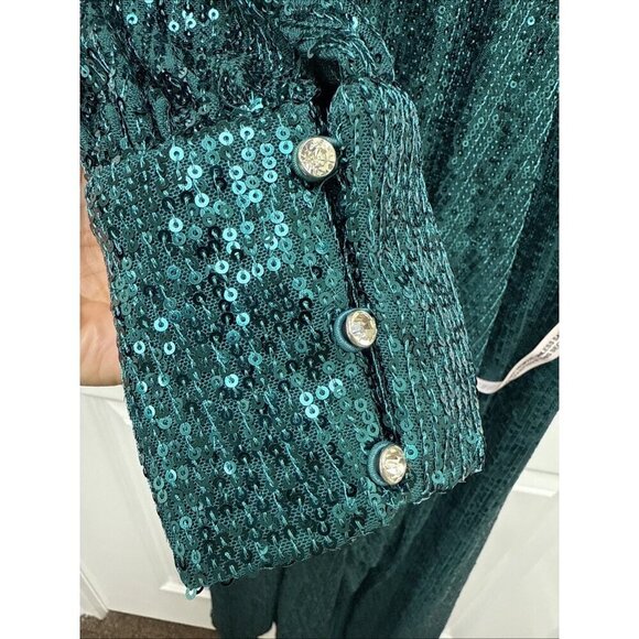 Mac Duggal Size 6 Green 26730 Sequined One Shoulder Cut Out Formal Gown Dress - Picture 7 of 13